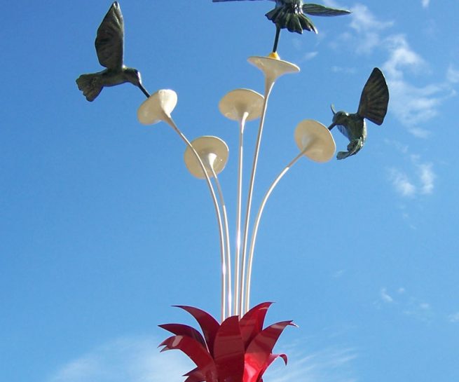 3 Hummingbirds in Blue